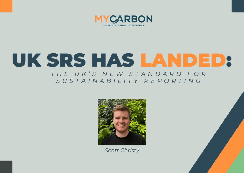 UK SRS has landed: the UK’s new standard for sustainability reporting, with a photo of Scott Christy.