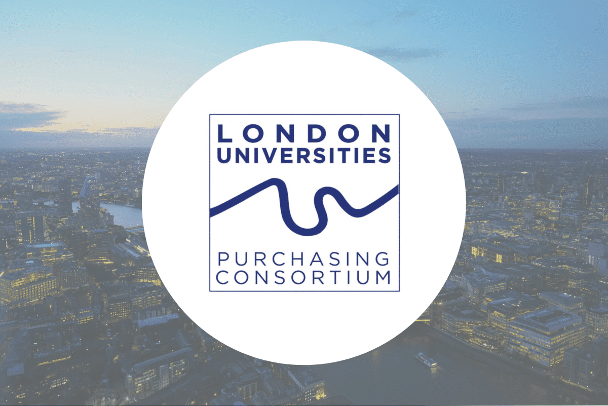 LUPC-Logo Logo for London Universities Purchasing Consortium on a cityscape background.