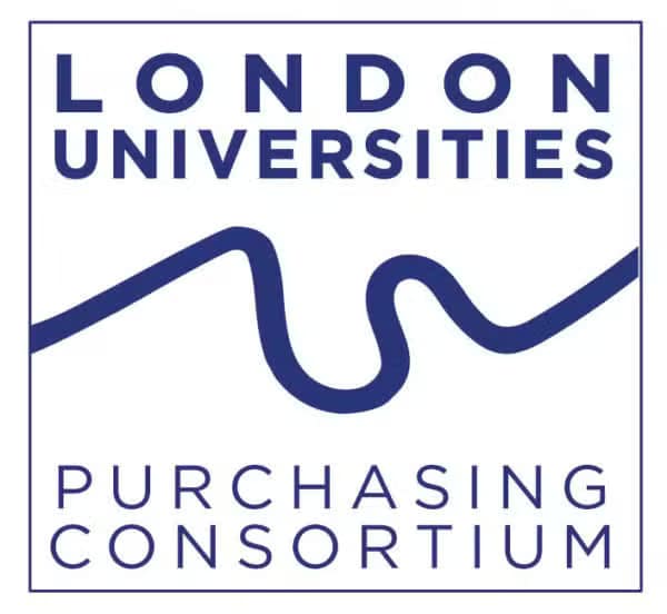 LUPC-Logo London Universities Purchasing Consortium logo with blue text and a wavy line.