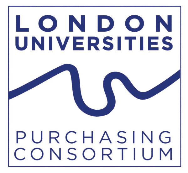 LUPC Logo London Universities Purchasing Consortium logo in blue text with a wavy line design.