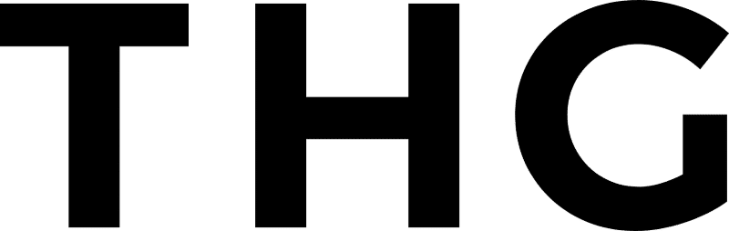 THG_Logo Large bold black letters "THG" on a transparent background.