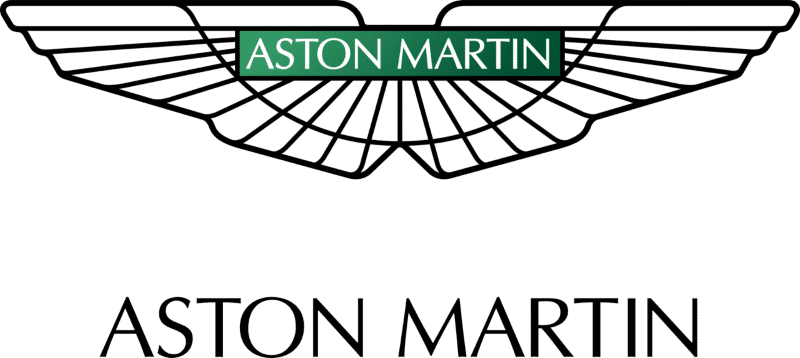 aston-martin-logo Aston Martin winged logo with "Aston Martin" text above and below the emblem.