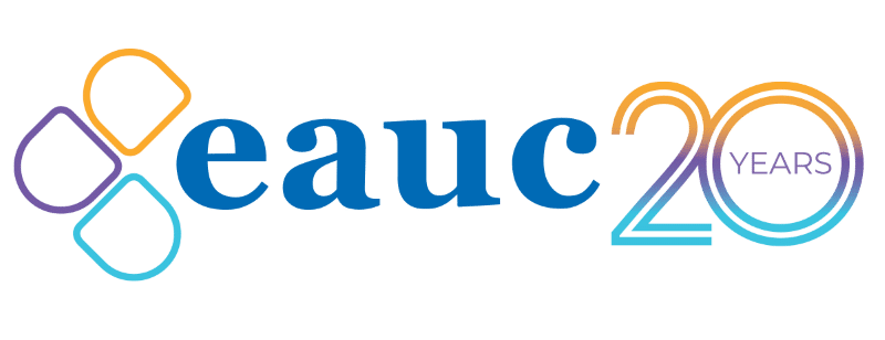 eauc_logo eauc 20 years anniversary logo with colorful geometric shapes and text.
