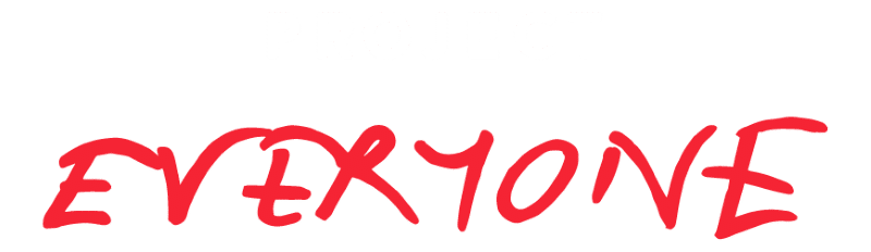 project_everyone The words "PROJECT EVERYONE" in white and red text on a transparent background.